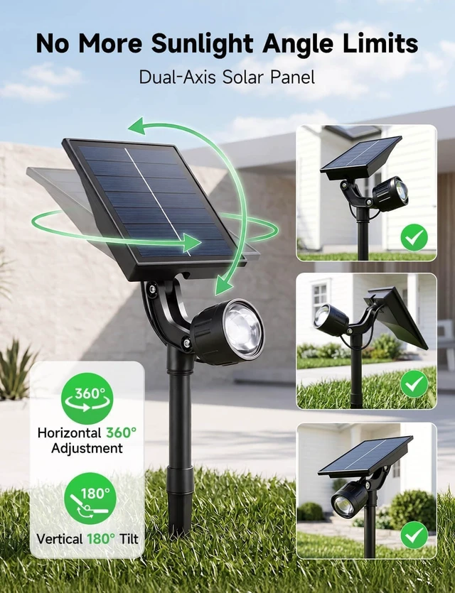 Alt view image 3 of 7 - Solar Spot Lights Outdoor, 3000K, 12-16H Runtime, 200LM, 4 Pack