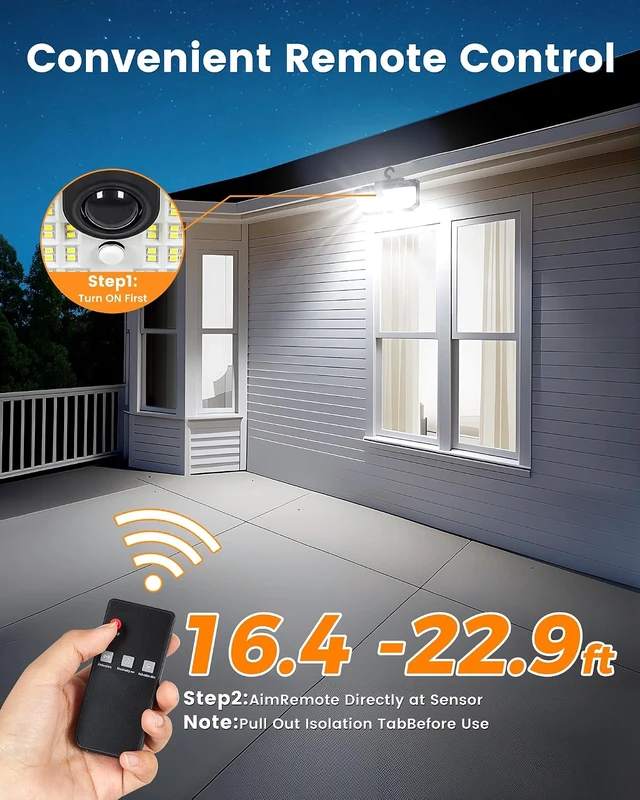 Alt view image 6 of 7 - LUHLEE Solar Motion Sensor Lights Outdoor with Hook, Remote 2 Pack