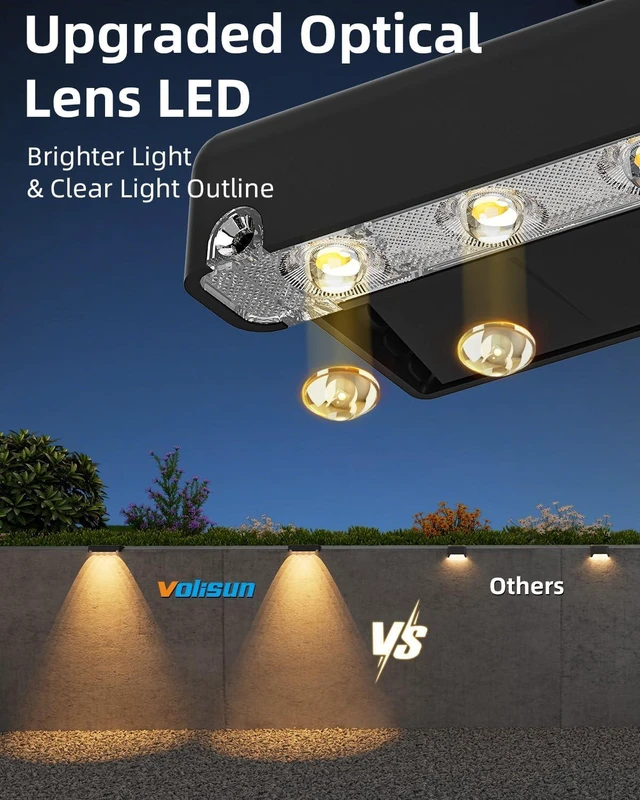 Alt view image 2 of 7 - VOLISUN Solar Deck Lights Outdoor 16Pack, Warm White Solar Stair Lights