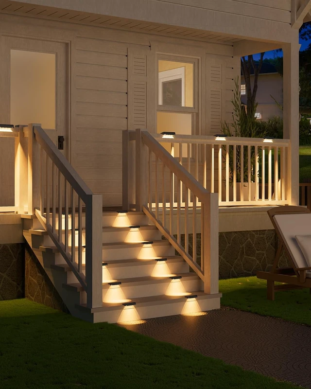 Alt view image 7 of 7 - VOLISUN Solar Deck Lights Outdoor 16Pack, Warm White Solar Stair Lights