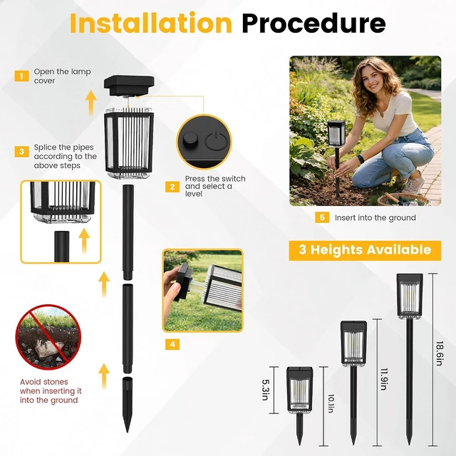 Alt view image 7 of 7 - 10-40 LM Solar Pathway Lights 3 Brightness Modes 8 Pack