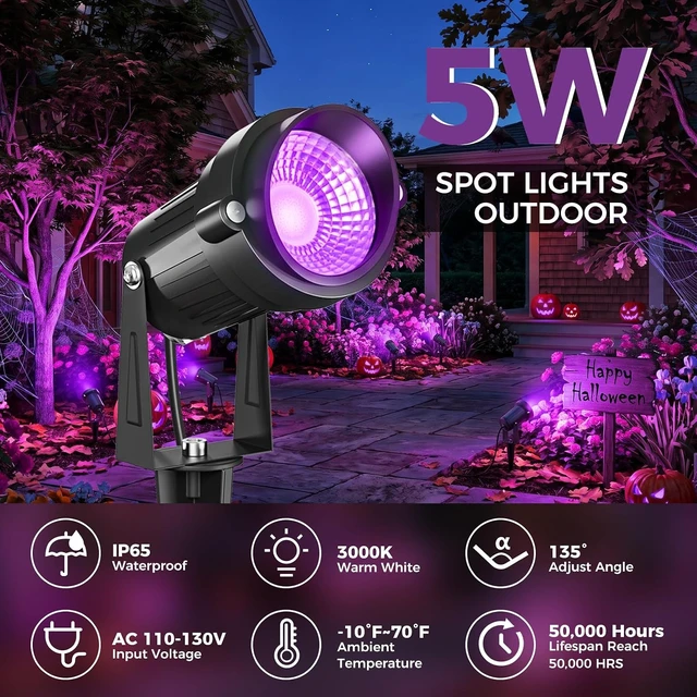 Alt view image 2 of 6 - nipify 5W Outdoor Spot Lights, Halloween Spotlights Landscape Spotlights
