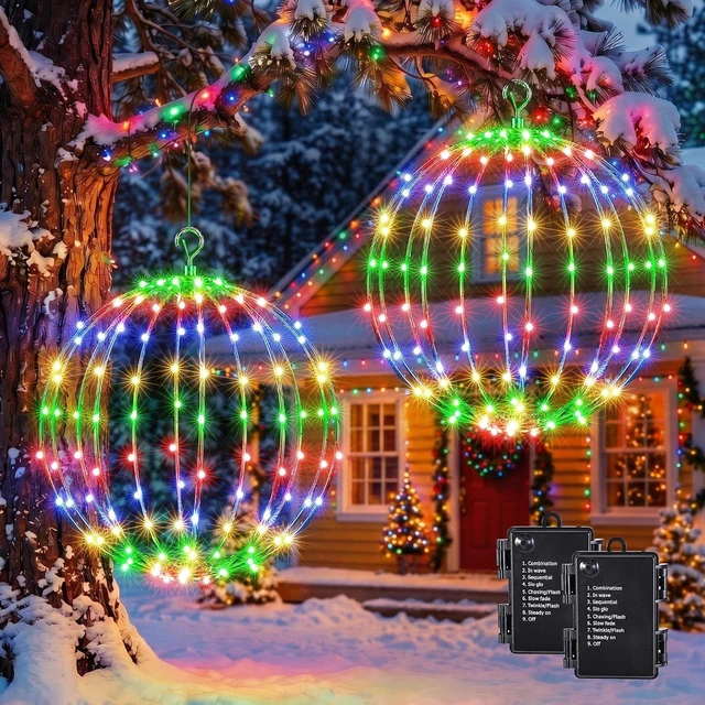 Main image of iBaycon 2 Pack Christmas Sphere Lights 11.8 in Battery Operated, Multicolor