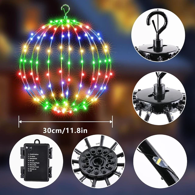 Alt view image 3 of 7 - iBaycon 2 Pack Christmas Sphere Lights 11.8 in Battery Operated, Multicolor