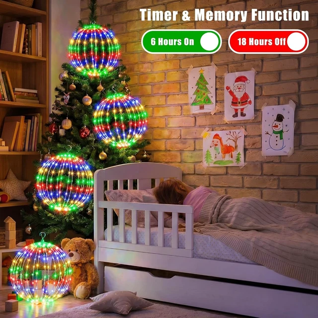 Alt view image 5 of 7 - iBaycon 2 Pack Christmas Sphere Lights 11.8 in Battery Operated, Multicolor