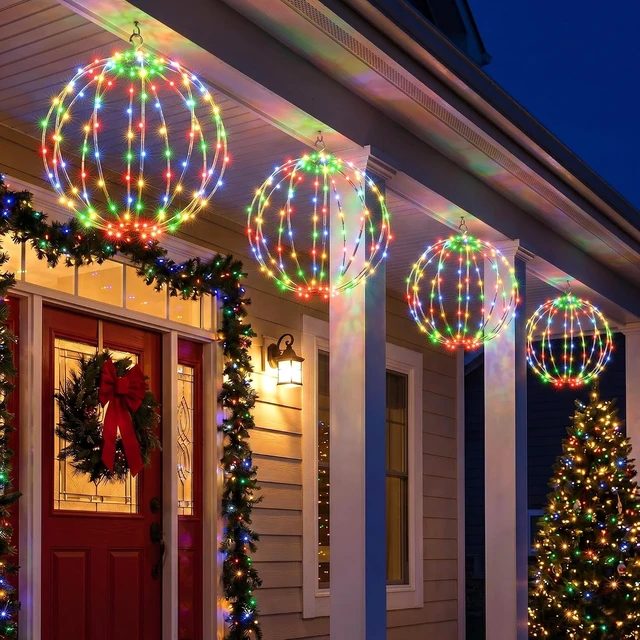 Alt view image 7 of 7 - iBaycon 2 Pack Christmas Sphere Lights 11.8 in Battery Operated, Multicolor