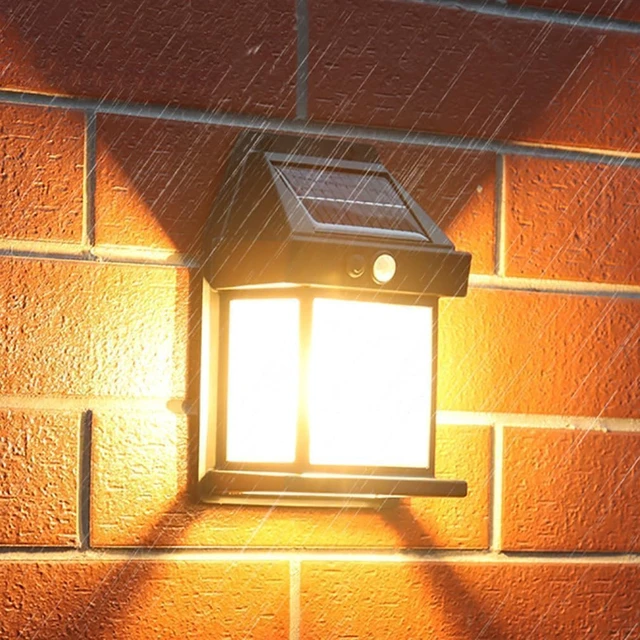 Alt view image 2 of 7 - 4pcs Solar Fence Lights, Motion Sensor Outdoor Light, 3 Lighting Modes Dusk to Dawn Porch Lamp IP65 Waterproof, Outdoor Solar Wall 600LM, 1200mah Suitable for Patios, Porches, Garage (Black)