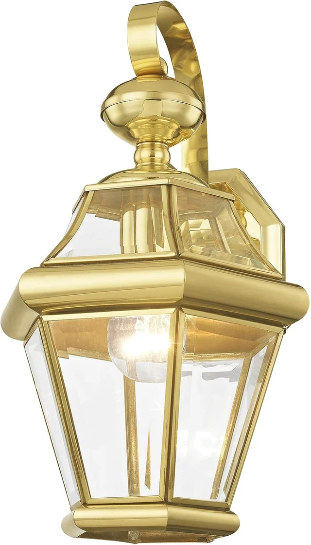Alt view image 2 of 6 - Livex Lighting 2161-02 Outdoor Wall Lantern, Polished Brass