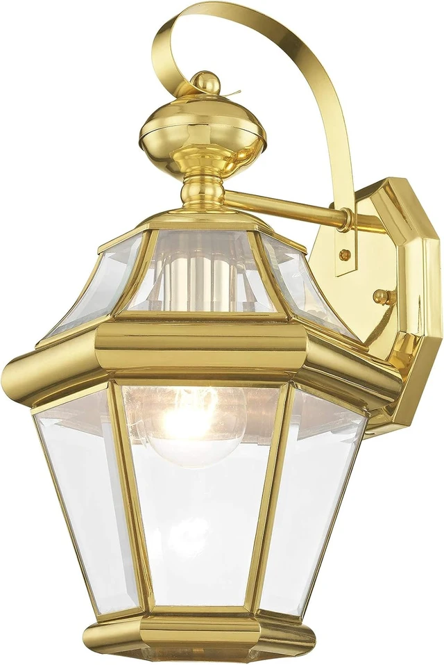 Alt view image 4 of 6 - Livex Lighting 2161-02 Outdoor Wall Lantern, Polished Brass