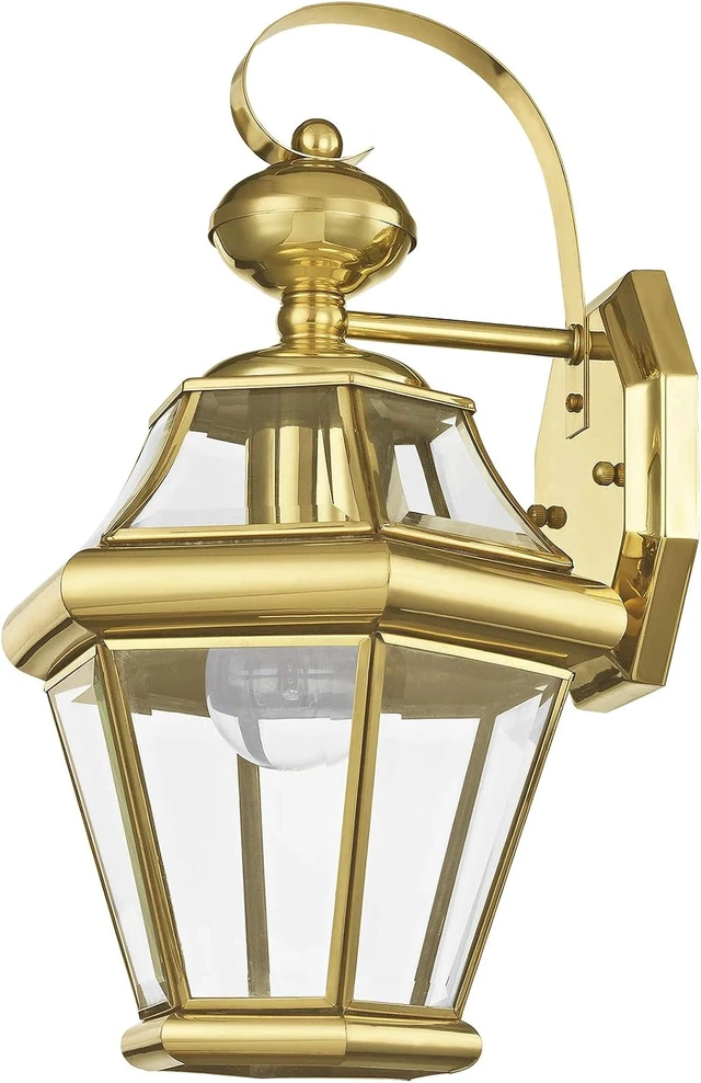 Alt view image 5 of 6 - Livex Lighting 2161-02 Outdoor Wall Lantern, Polished Brass