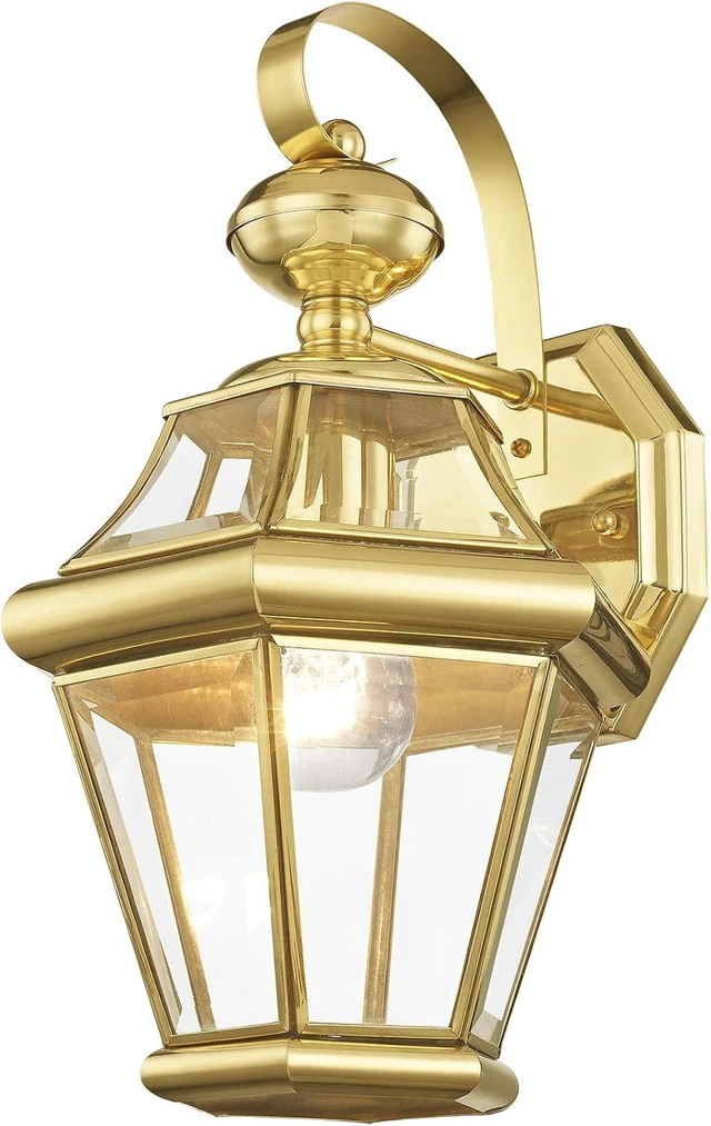 Alt view image 3 of 6 - Livex Lighting 2161-02 Outdoor Wall Lantern, Polished Brass