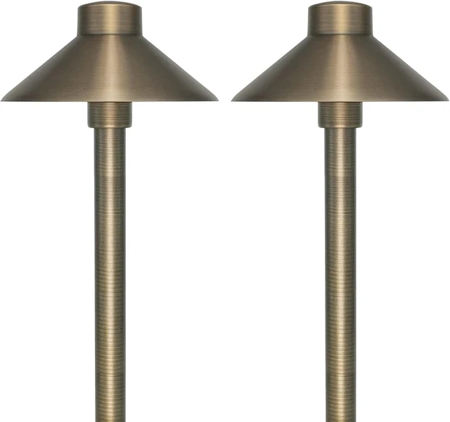 Main image of GKOLED Solid Brass Pathway Lights, Low Voltage LED Landscape Path Light, Outdoor Waterproof Accent Lighting, 12V AC/DC, 2700K Warm White, with 3W G4 LED Bulb & Large Rugged Slot Spike, 2 Pack