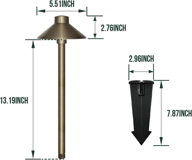Alt view image 3 of 6 - GKOLED Solid Brass Pathway Lights, Low Voltage LED Landscape Path Light, Outdoor Waterproof Accent Lighting, 12V AC/DC, 2700K Warm White, with 3W G4 LED Bulb & Large Rugged Slot Spike, 2 Pack