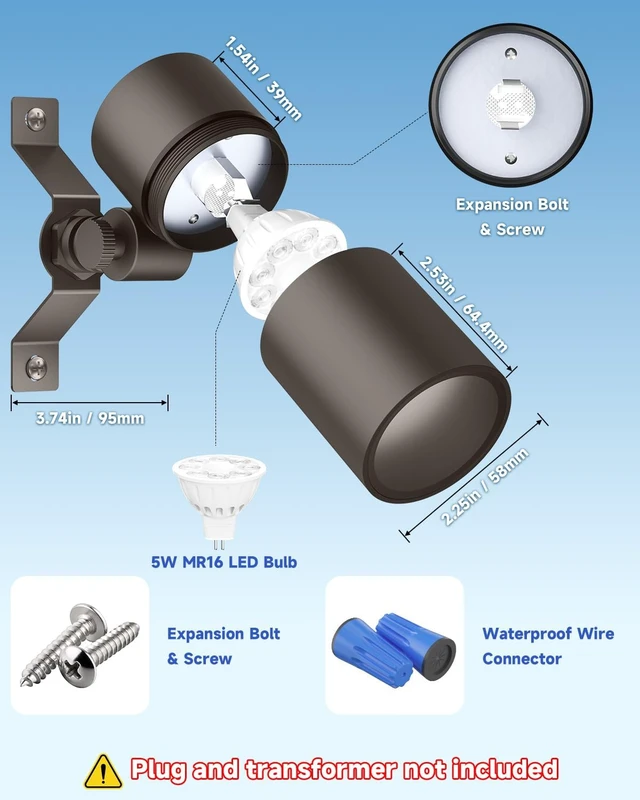 Alt view image 4 of 7 - Low Voltage Landscape Down Lights, 12V 5W MR16, 2-Pack