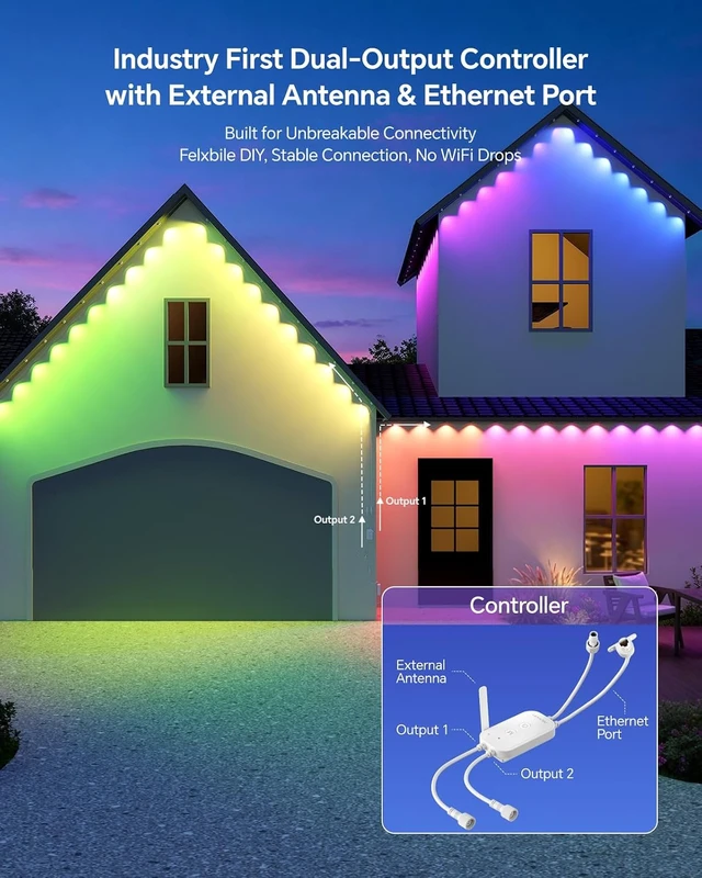 Alt view image 4 of 7 - ASAHOM Permanent Outdoor Lights Pro, 100FT with 72 LEDs, WLED Integrated