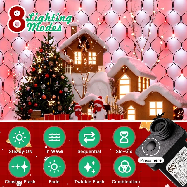Alt view image 2 of 7 - LitHome 21FT x 5FT Christmas Net Lights Outdoor Waterproof Connectable