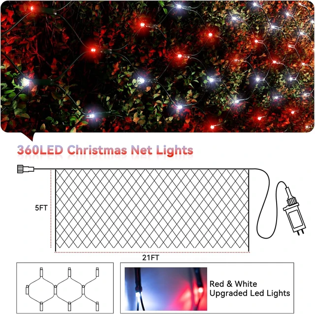 Alt view image 6 of 7 - LitHome 21FT x 5FT Christmas Net Lights Outdoor Waterproof Connectable