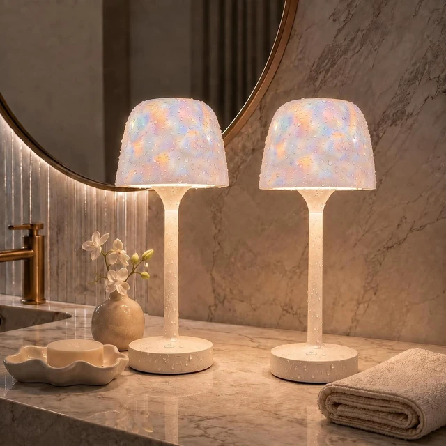 Main image of 2-Pack Shower Lamp Waterproof Ocean Wave Projection Outdoor Table Lamps