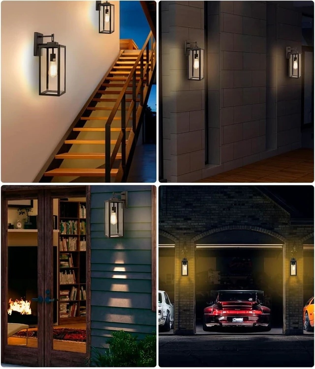 Alt view image 7 of 7 - Large Size Outdoor Wall Lantern, 18 Inch Outdoor Light, Large Porch Light, Metal and Glass Outdoor Lantern Wall Light Fixture with E26 Socket, 1 Pack