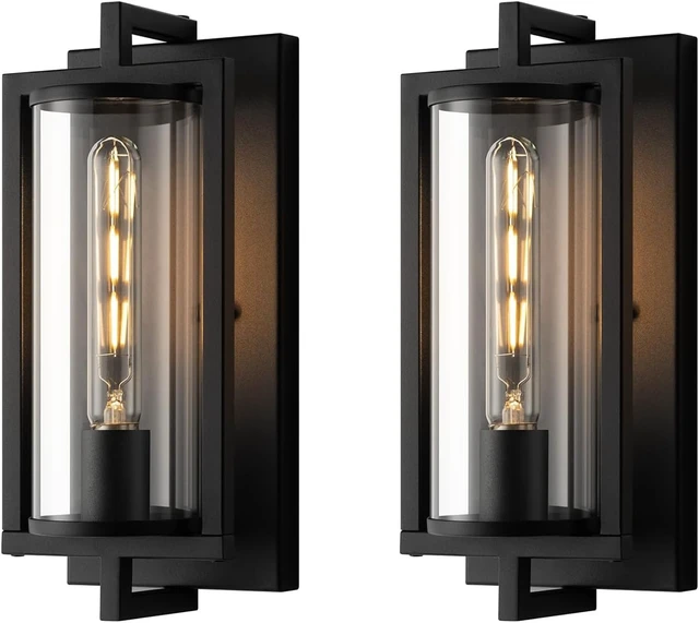 Alt view image 7 of 7 - mirrea 14-inch Outdoor Porch Wall Light Sconce, Matte Black, Set of 2