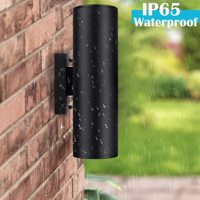 Alt view image 4 of 7 - Up Down Outdoor Lights,Remote Control RGB Color Changing RGBCCT Sconces Wall Lighting Exterior Light Fixture - 2 Light Bulbs A19 Included,Outdoor Lights for House, Porch, Patio and Garage (3 PACK)