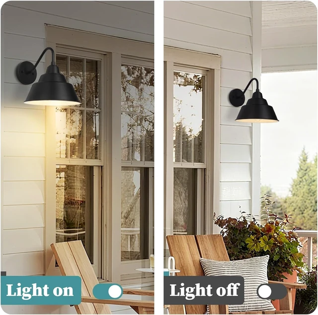 Alt view image 6 of 7 - 10'' Outdoor Gooseneck Barn Light Fixtures, Farmhouse Outside Wall Sconces
