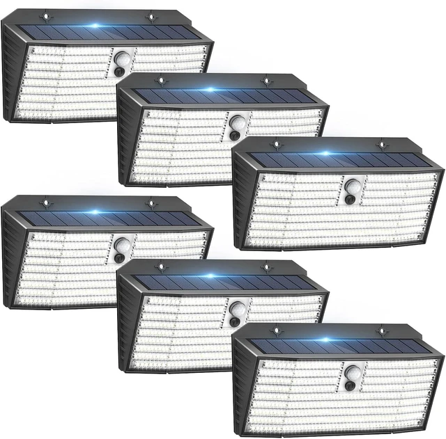 Main image of Solar Lights Outdoor with Motion Sensor, 6 Pack, 418 LED, 3 Lighting Modes