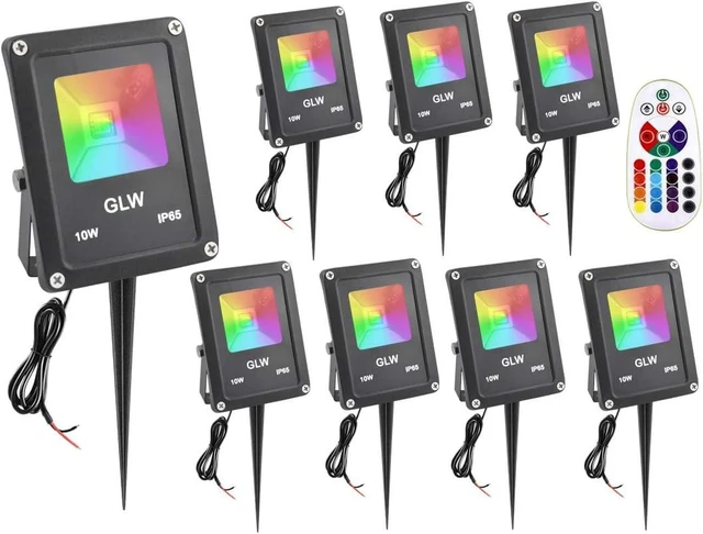 Main image of 10W Low Voltage Landscape Lighting RGB Color Changing LED Landscape Lights Remote Control Waterproof Garden Patio Spotlight Decorative Lamp for Outdoor Indoor(8 Pack/NO Plug)