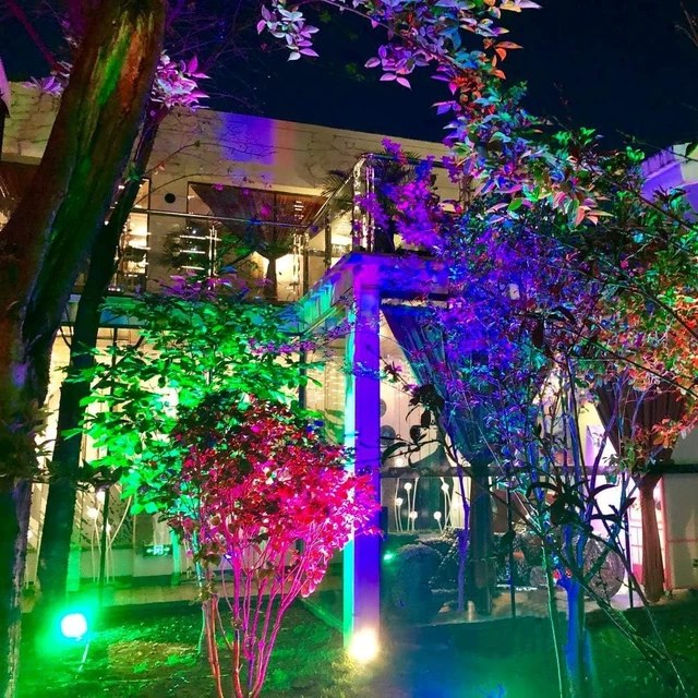 Alt view image 2 of 7 - 10W Low Voltage Landscape Lighting RGB Color Changing LED Landscape Lights Remote Control Waterproof Garden Patio Spotlight Decorative Lamp for Outdoor Indoor(8 Pack/NO Plug)