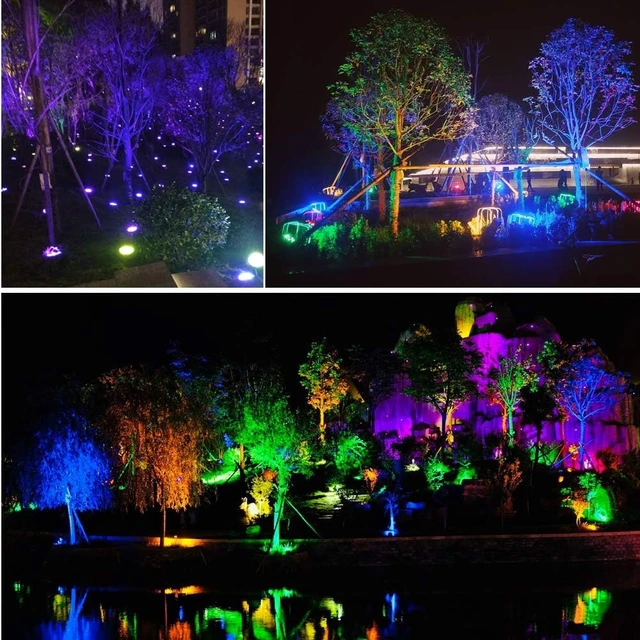 Alt view image 3 of 7 - 10W Low Voltage Landscape Lighting RGB Color Changing LED Landscape Lights Remote Control Waterproof Garden Patio Spotlight Decorative Lamp for Outdoor Indoor(8 Pack/NO Plug)