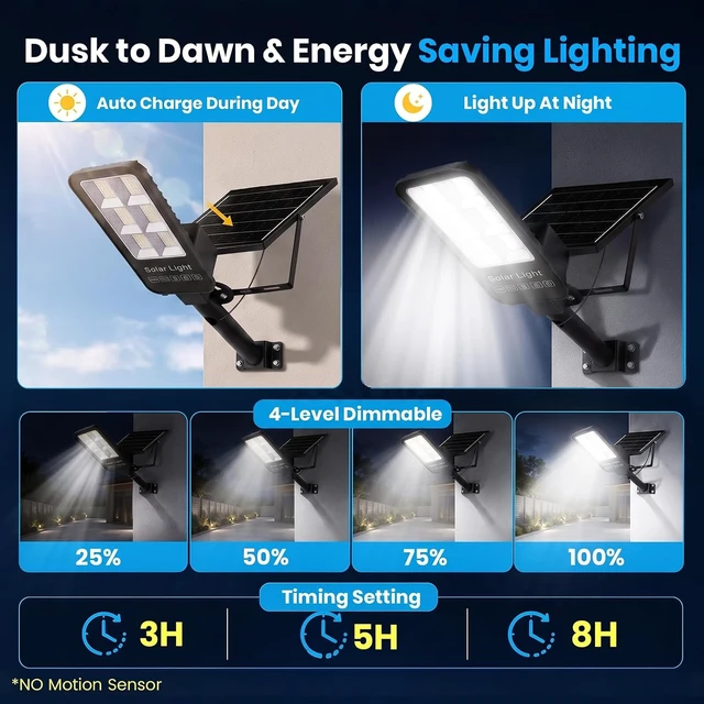 Alt view image 4 of 7 - 2-Pack Solar Street Lights Outdoor, 18000LM 6500K LED Flood Lights, Dusk to Dawn Solar Lighting Waterproof with Remote, Split-Type Outside Solar Light, Solares Parking Lot Light for Driveway Garage