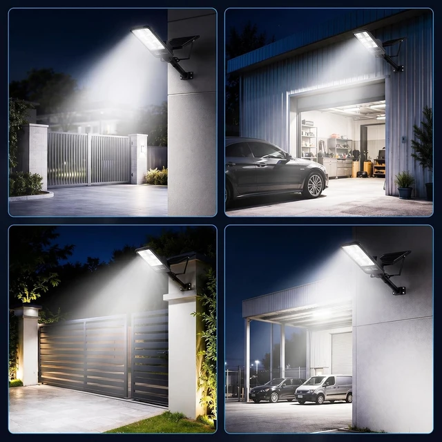 Alt view image 7 of 7 - 2-Pack Solar Street Lights Outdoor, 18000LM 6500K LED Flood Lights, Dusk to Dawn Solar Lighting Waterproof with Remote, Split-Type Outside Solar Light, Solares Parking Lot Light for Driveway Garage