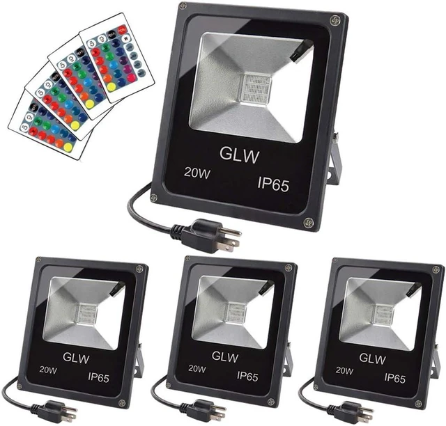 Main image of 20W RGB LED Flood Lights Color Changing Floodlight with Remote Control IP65 Waterproof Outdoor Landscape Lighting 16 Colors 4 Mode Dimmable Wall Washer Light for Garden,Yard and More(4 Pack)