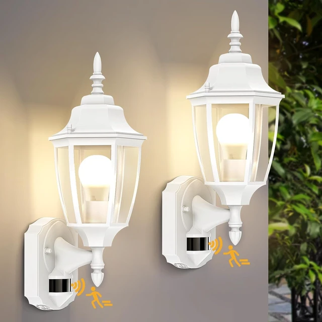 Alt view image 7 of 7 - Lamomo Motion Sensor Outdoor Wall Lights, Outside Porch Lamps, White