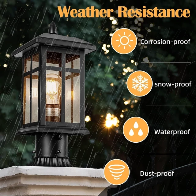 Alt view image 6 of 6 - Brilvibera Outdoor Post Light 2 Pack Dusk to Dawn Hardwire Lamp Pole