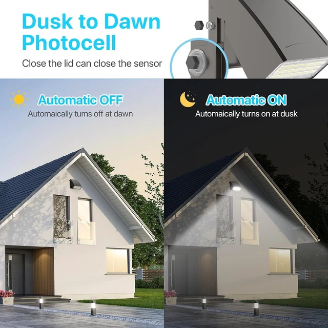 Alt view image 5 of 7 - HYPERLITE LED Wall Pack Light: 40W 5200lm ETL Listed Full Cut Off Wall Pack Led Exterior Light with Photocell - 2PCS Adjustable Residential Led Security Lights Flood Light for Garage Yard Shop Doorway