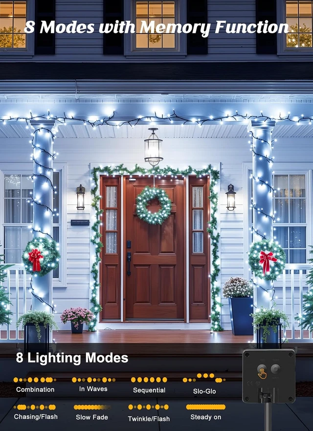 Alt view image 3 of 7 - Brightown 2 Pack Solar String Lights Outdoor Waterproof, 80 FT 200 LED