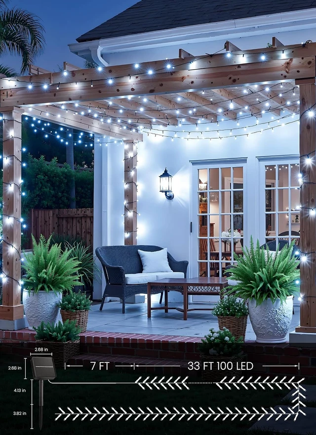 Alt view image 5 of 7 - Brightown 2 Pack Solar String Lights Outdoor Waterproof, 80 FT 200 LED