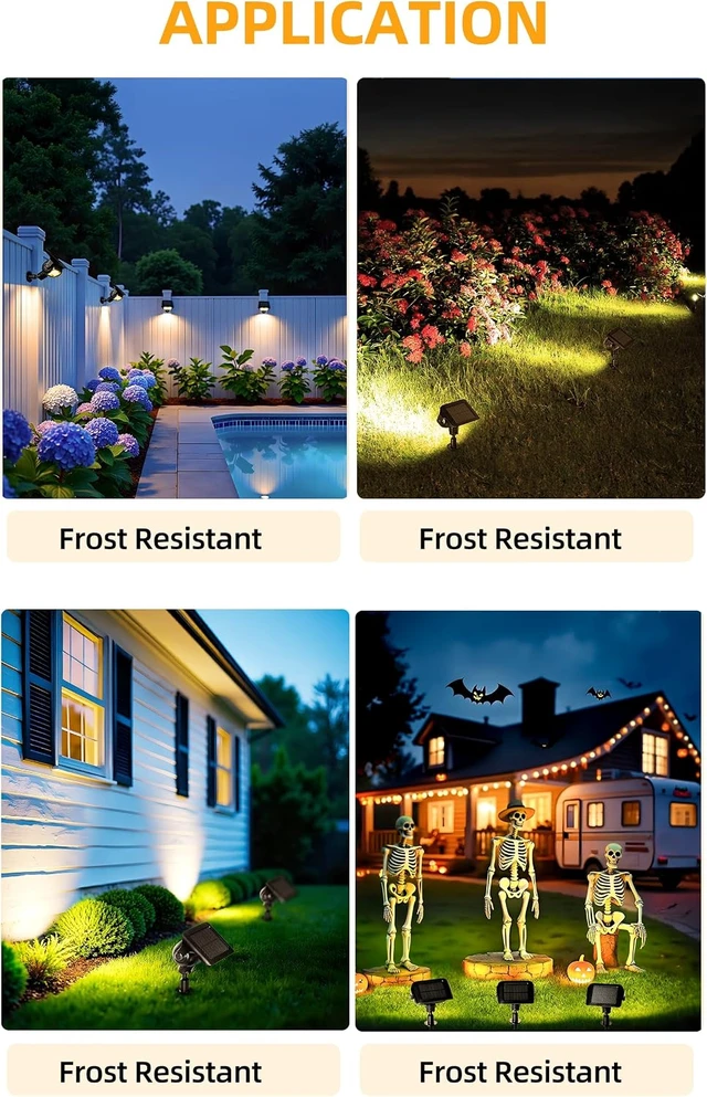 Alt view image 2 of 7 - ROSHWEY Solar Spot Lights Outdoor, Waterproof Spotlights with 2 Brightness Mode, Landscape Lighting Solar Lights for Garden, Yard, Pathway (Warm White, 4 Pack)