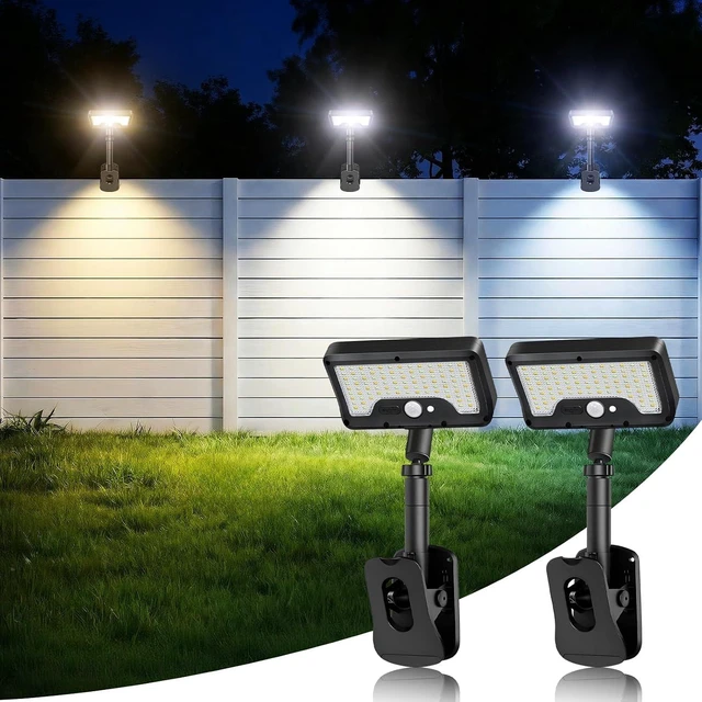 Main image of iMaihom Clip On Solar Lights Outdoor with Motion Sensor, 92 LED 600LM Solar Fence Lights, Warm/Neutral/Cool White, 360° Adjustable, IP65 Waterproof Security Light for Deck, Gutter, Porch (2, Black)