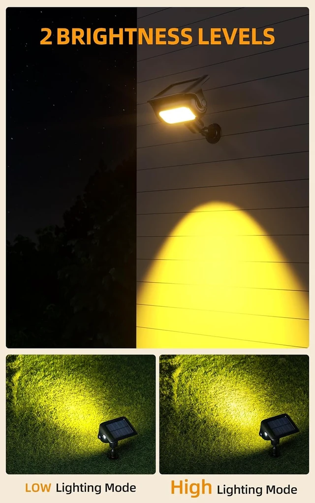 Alt view image 4 of 7 - ROSHWEY Solar Spot Lights Outdoor, Waterproof Spotlights with 2 Brightness Mode, Landscape Lighting Solar Lights for Garden, Yard, Pathway (Warm White, 4 Pack)