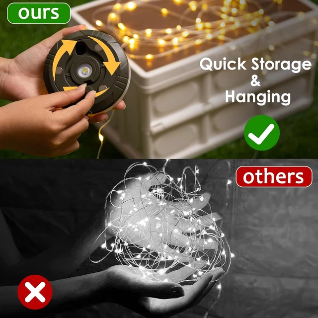 Alt view image 5 of 7 - 2 Pack Camping String Lights 4 in 1, 8 Modes Rechargeable Fairy Tent Lights