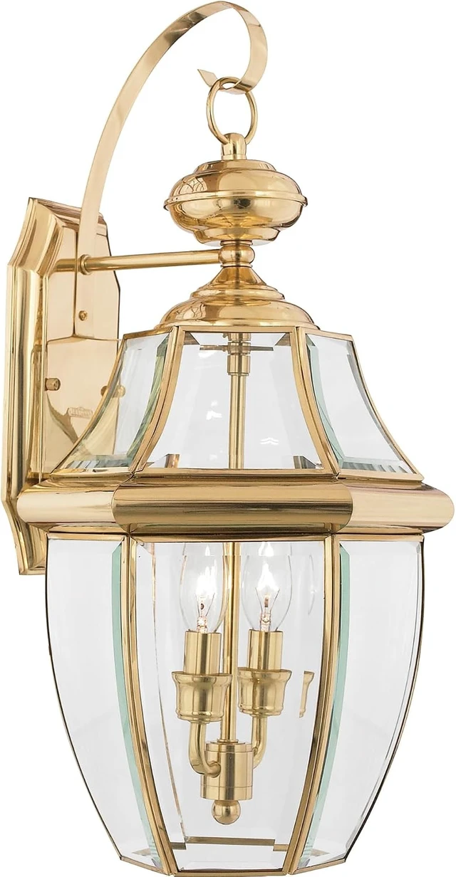Alt view image 7 of 7 - Quoizel Newbury 20" Outdoor Wall Lantern,Polished Brass
