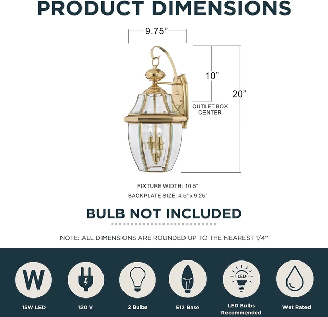 Alt view image 3 of 7 - Quoizel Newbury 20" Outdoor Wall Lantern,Polished Brass