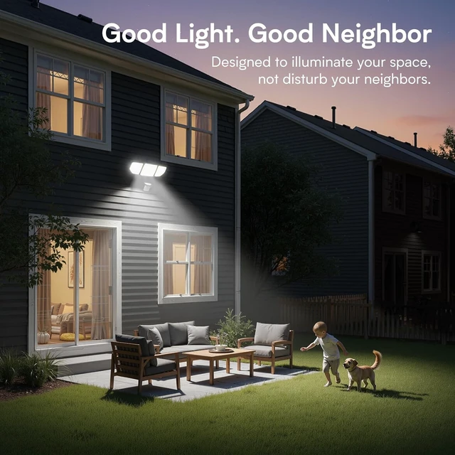 Alt view image 4 of 7 - 65W Motion Sensor Outdoor Lights, 6500LM Hardwired Floodlight, IP65