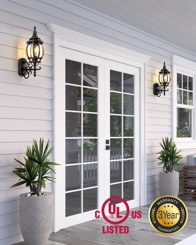 Alt view image 4 of 7 - VIANIS Black Outdoor Light Fixture, 2 Pack Exterior Sconces Wall Lighting