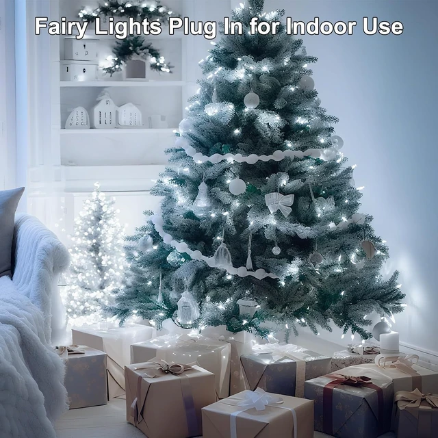 Alt view image 4 of 7 - 196 FT 600LED Christmas Lights Plug in,Waterproof Fairy Lights with Timer/8 Modes, Christmas Tree Lights Lighting Outdoor Indoor Garden Party Wedding Christmas Tree Decoration(Cool White)