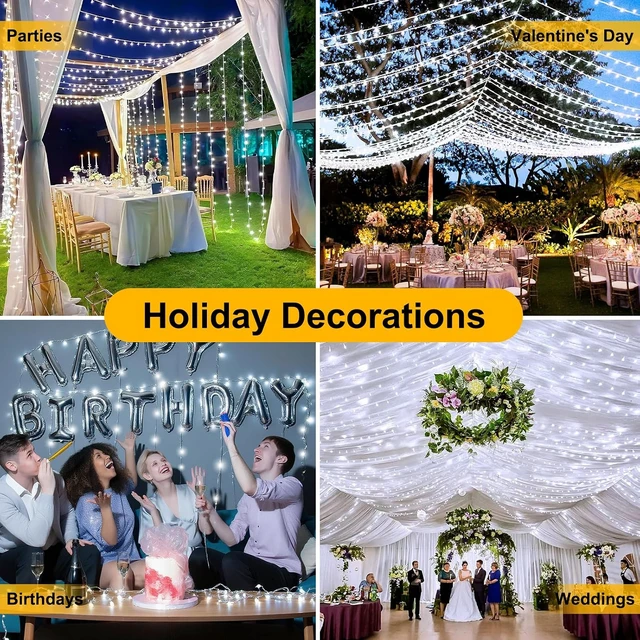 Alt view image 7 of 7 - 196 FT 600LED Christmas Lights Plug in,Waterproof Fairy Lights with Timer/8 Modes, Christmas Tree Lights Lighting Outdoor Indoor Garden Party Wedding Christmas Tree Decoration(Cool White)