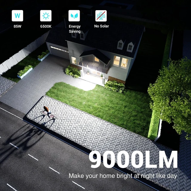 Alt view image 2 of 7 - Abovizo 85W LED Motion Sensor Outdoor Lights with Night Light, Dusk to Dawn