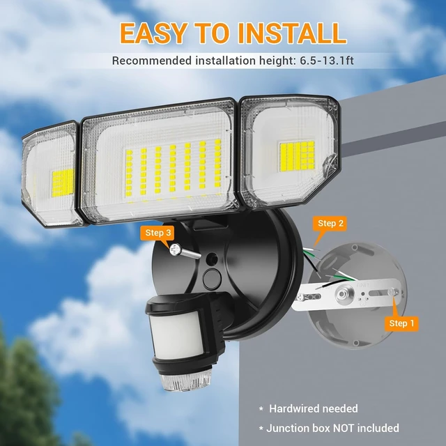 Alt view image 7 of 7 - Abovizo 85W LED Motion Sensor Outdoor Lights with Night Light, Dusk to Dawn